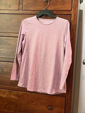 J. Jill Long Sleeve Pima Stretch Cotton Shirttail Tee in Heathered Dusty Pink